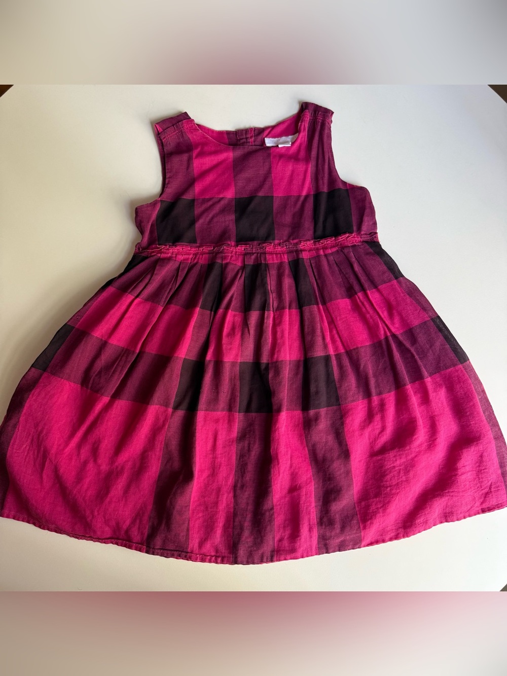 Burberry Children Girls Dress 6Y 116cm Pink Burgundy Check Plaid Sleeveless